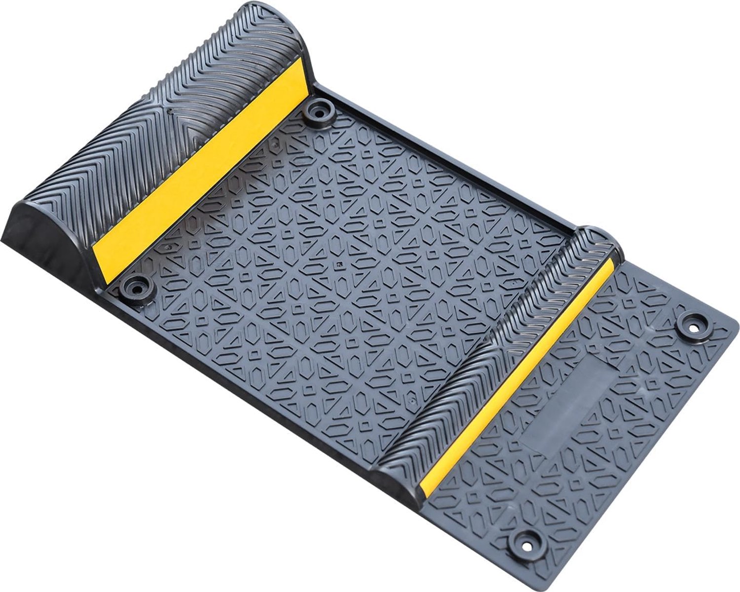 54 x 29 x 8 cm PU flexibele parkeermatten, met 3 m gele reflecterende tape, zelfklevende parkeerplaats, garagevloermatten, wielstoppers voor auto's, motorfietsen, pickups (4)