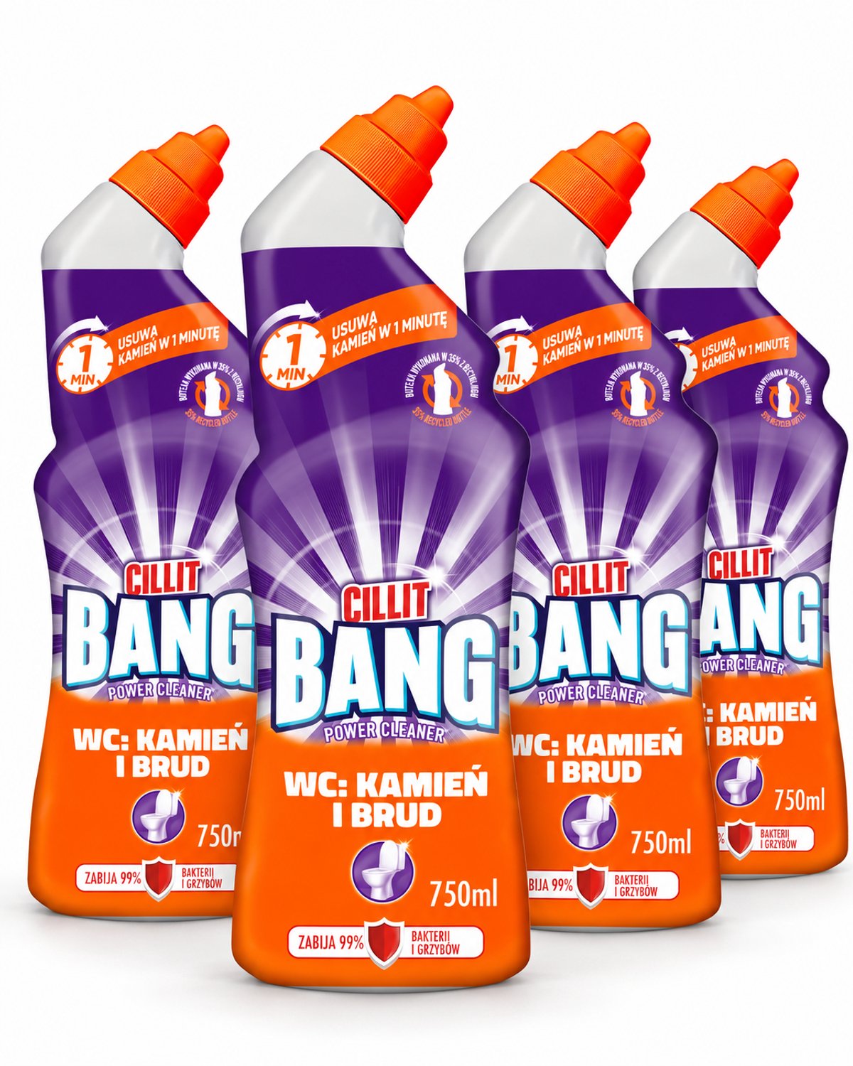 Cillit Bang Power Cleaner WC Reiniger – 4 x 750 ml – Extra Groot Voordeelpak 3 Liter – Krachtige Kalkverwijderaar – Toiletreiniger tegen Hardnekkig Vuil en Kalkaanslag