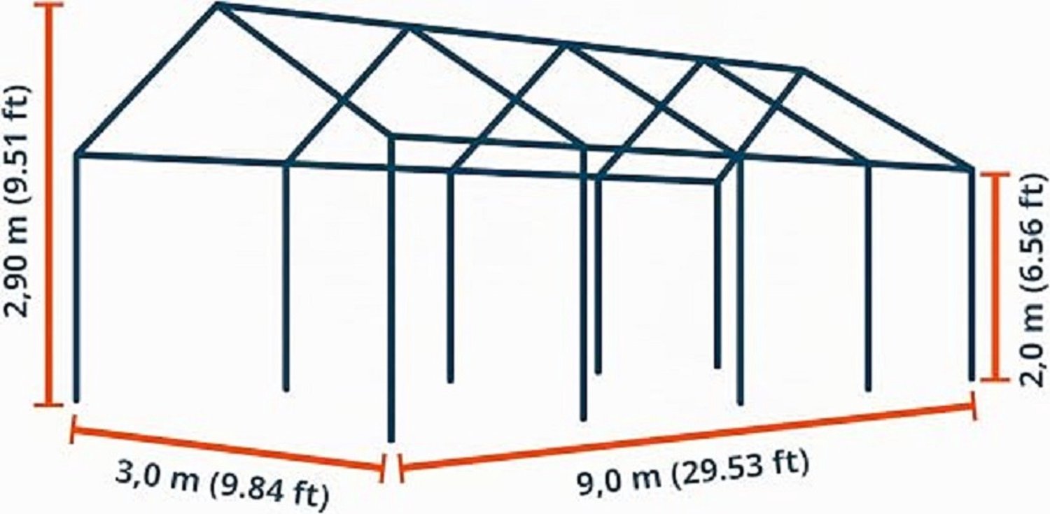 Partytent 3x9m Waterdicht met Zijwanden & Stalen Frame - Luxe Paviljoen & Tuintent 27m² - Feesttent & Overkapping voor Tuin, Bruiloft en Evenementen - Wit - Laura Homestore