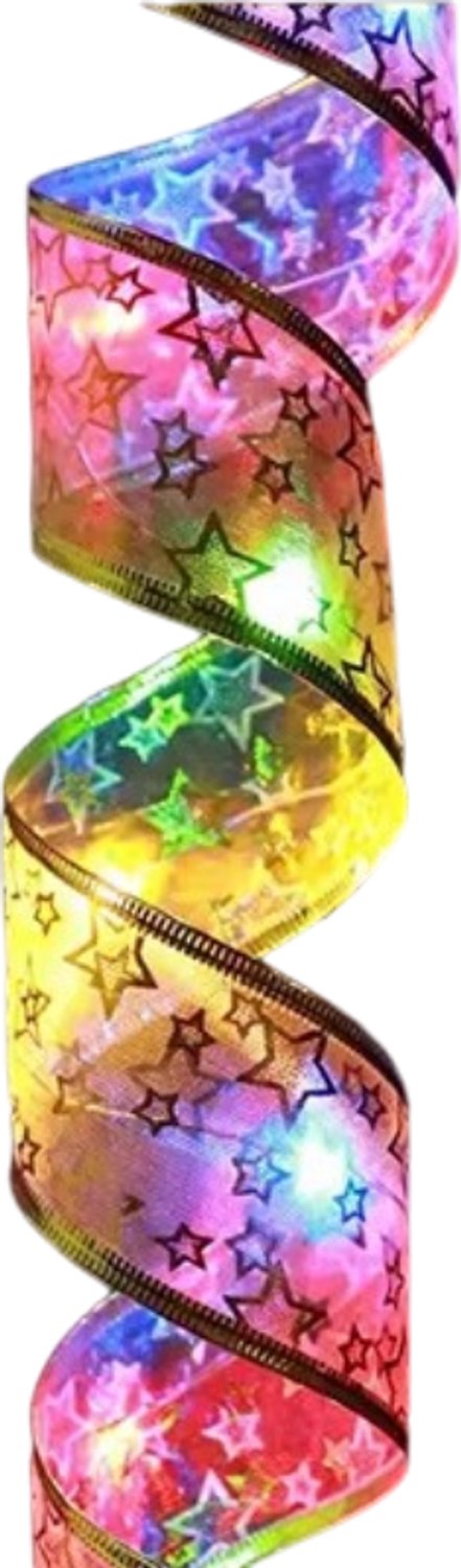 rimmo Kerstlint voor Kerstdecoratie – Maat 5m 50 leds – Kleurrijk – Feestelijk Decoratie Lint voor Kerstboom, Cadeauverpakking, Kransen & Tafeldecoratie, Sierlint voor Huis, Kerstfeest, Navidad, Nieuwjaar & Winterdecoratie