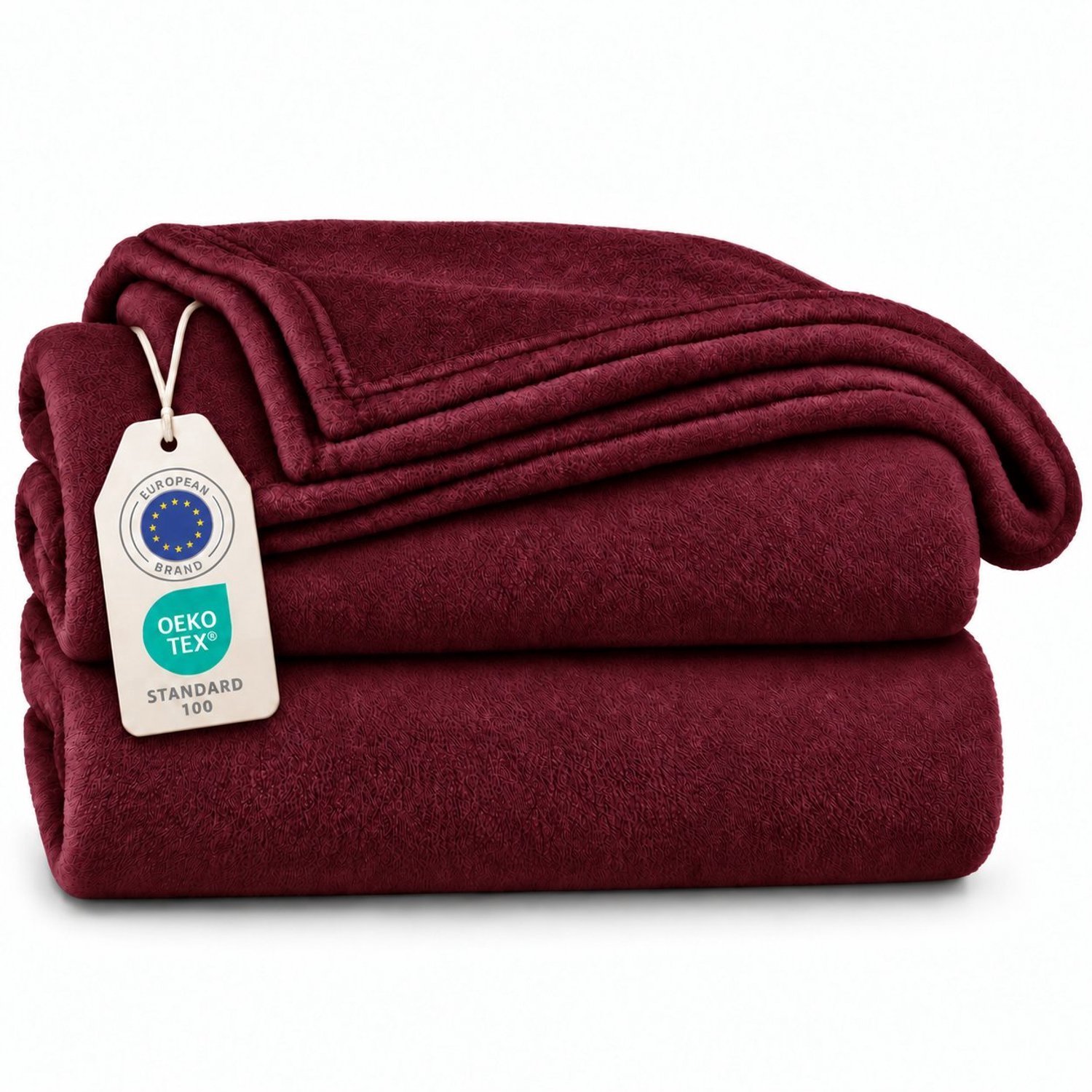 Tbeloo Fleece Deken Bordeaux 130 x 150 cm - Zachte Microvezel Plaid voor Bank, Bed of Picknick