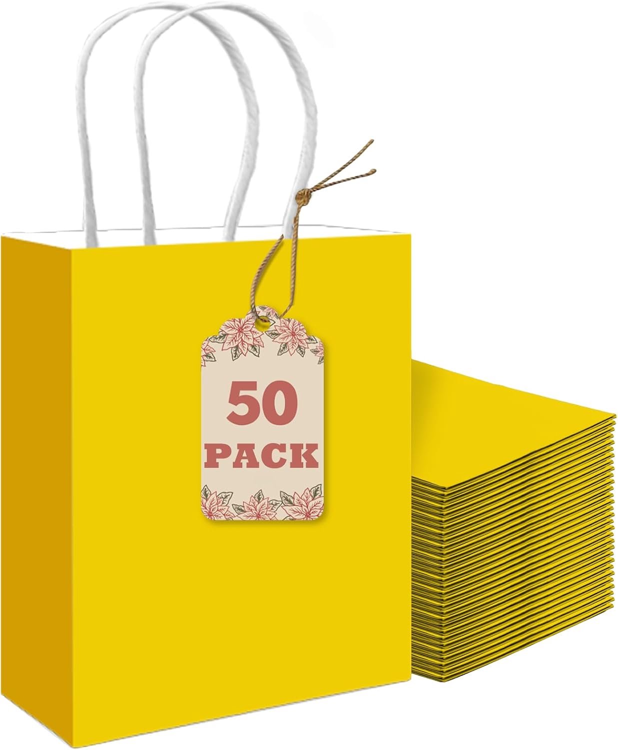 Cadeauzakjes 21,1x15,2x8 cm - lichtgevend geel kraftpapier - 50 stuks - ideaal voor feestcadeaus - m-winkel