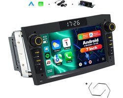 Boscer Autoradio - Geschikt voor Opel - Android 15 - Apple Carplay & Android Auto (Draadloos) - 2+64GB - 7 Inch HD Touchscreen - GPS, Bluetooth, USB, SD & MP5 - Navigatiesysteem - Zwart - Demontagesleutels, Achteruitrijcamera & Microfoon