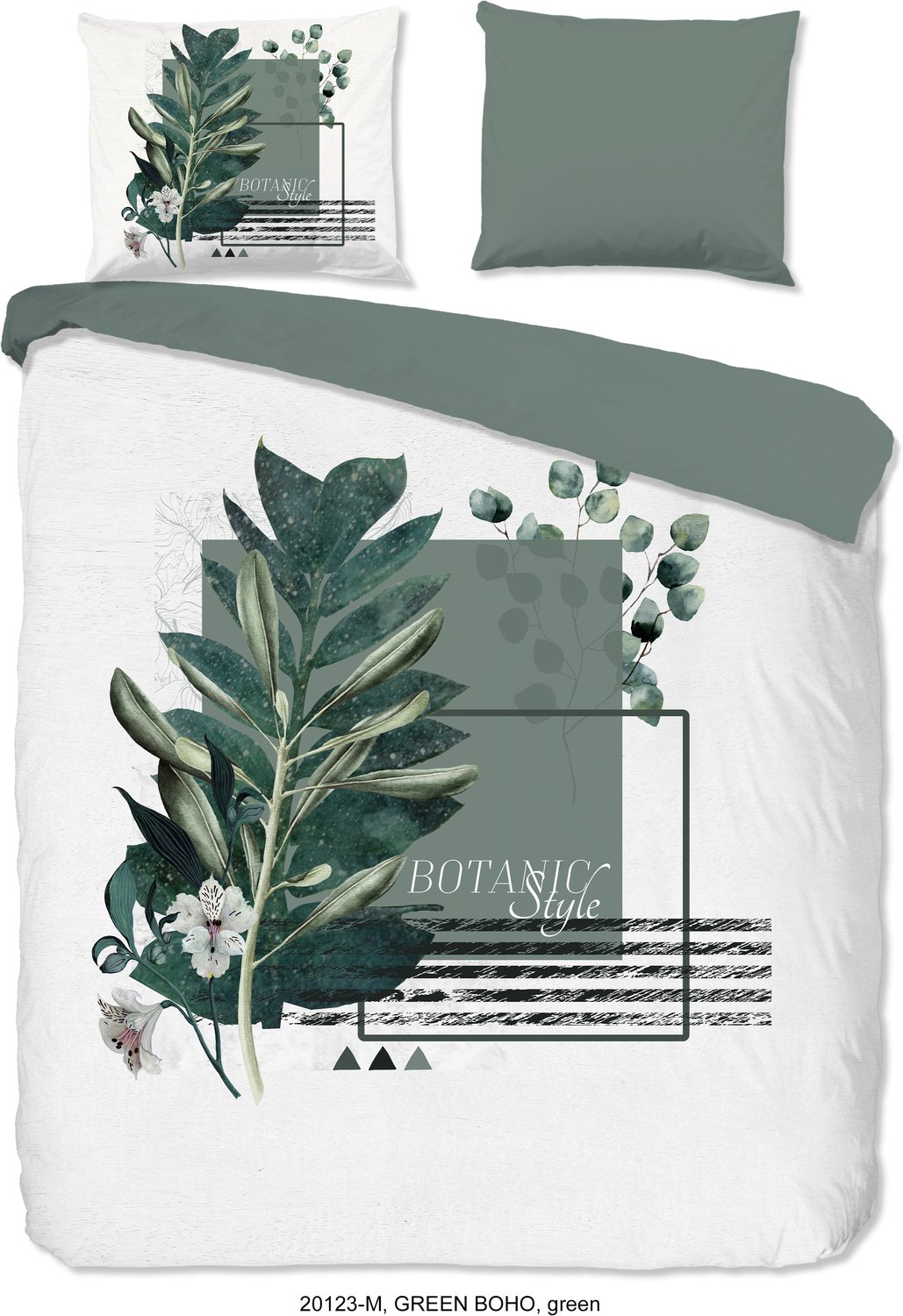 Pure dekbedovertrek grafisch blad - Lits jumeaux 240x200/220 cm - Groen - Microvezel Green