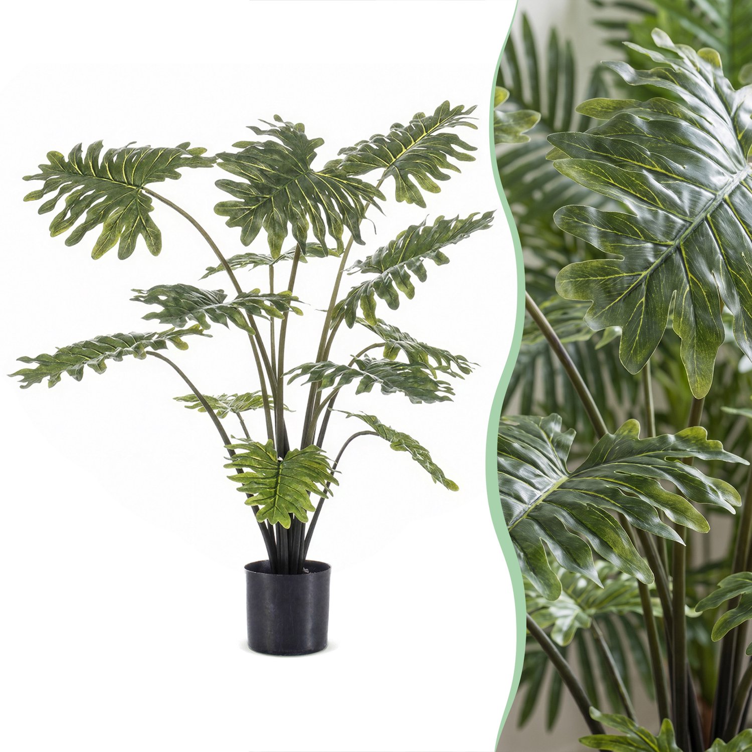 Green Boutiq kunstplant - Philodendron - 80 cm Groen