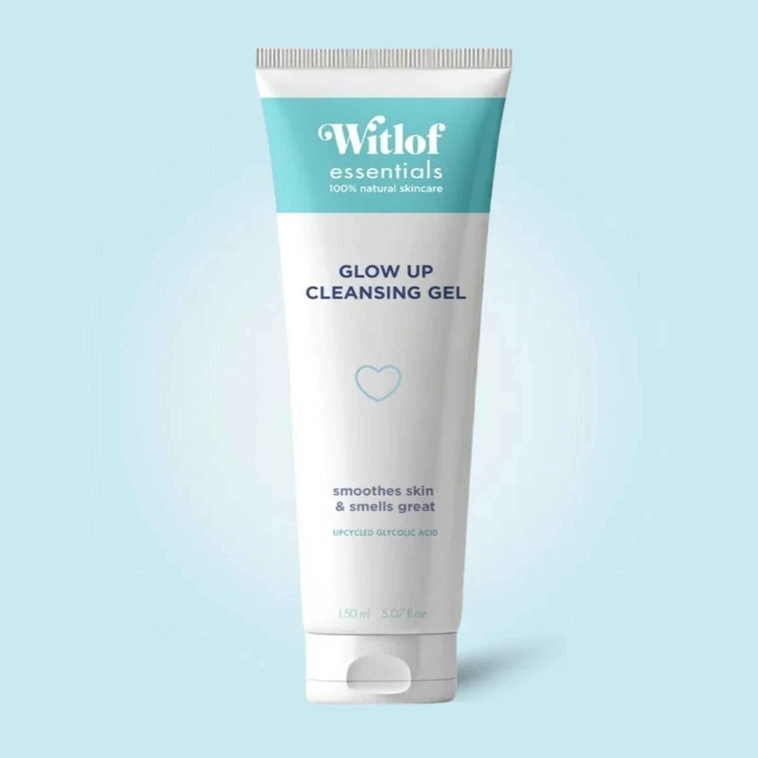 Witlof Skincare Glow Up Cleansing Gel 150 ml – Gezichtsreiniger met 2% Glycolzuur – Exfoliërende Reinigingsgel voor Onzuivere en Vette Huid – Natuurlijk & Vegan