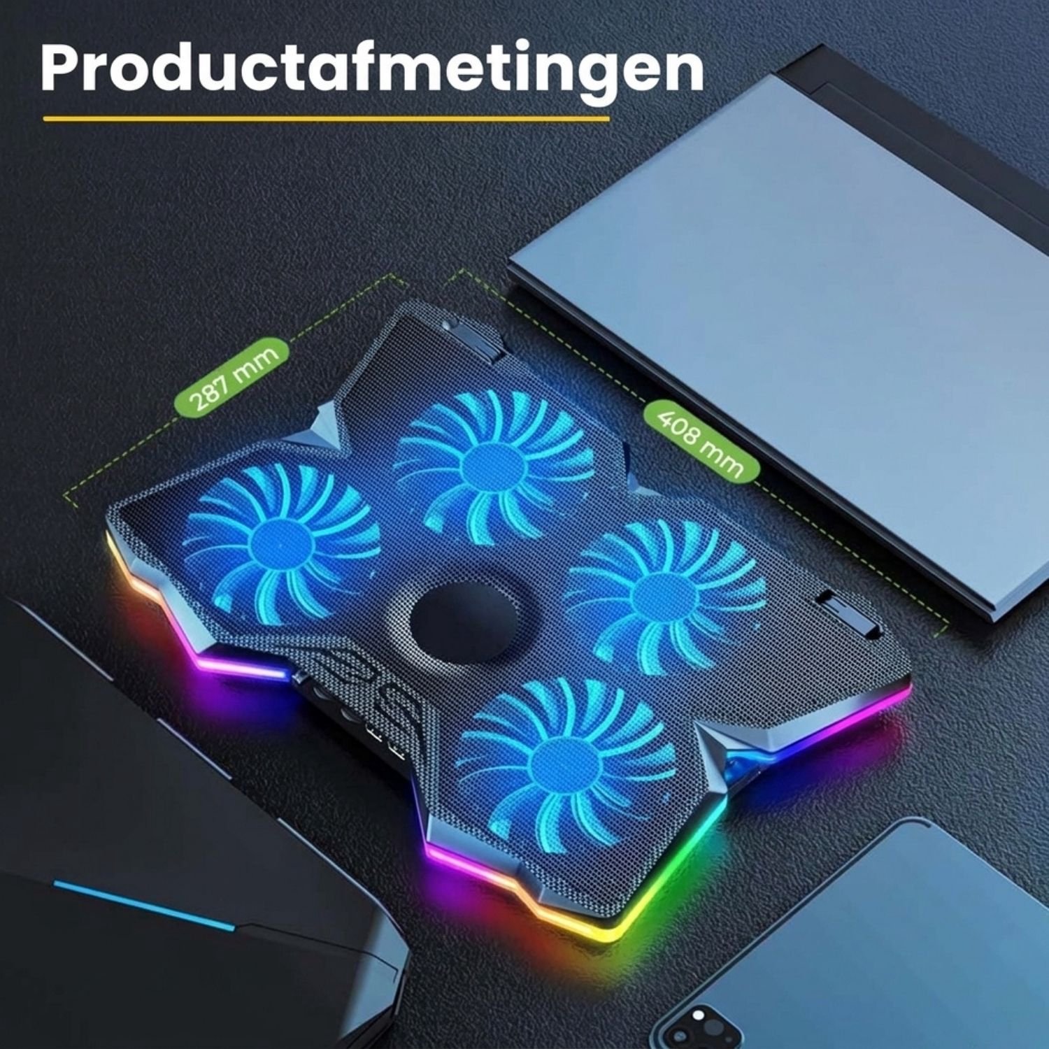ApexArte® Laptop Cooler - Laptop Stand - Laptop Verhoging - Standaard - Cooling Pad - Ventilator