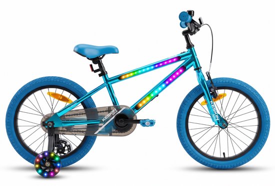Keskin Bikes Kinderfiets 18 inch met LED-verlichting voor meisjes en jongens, 5–8 jaar — afbeelding 3