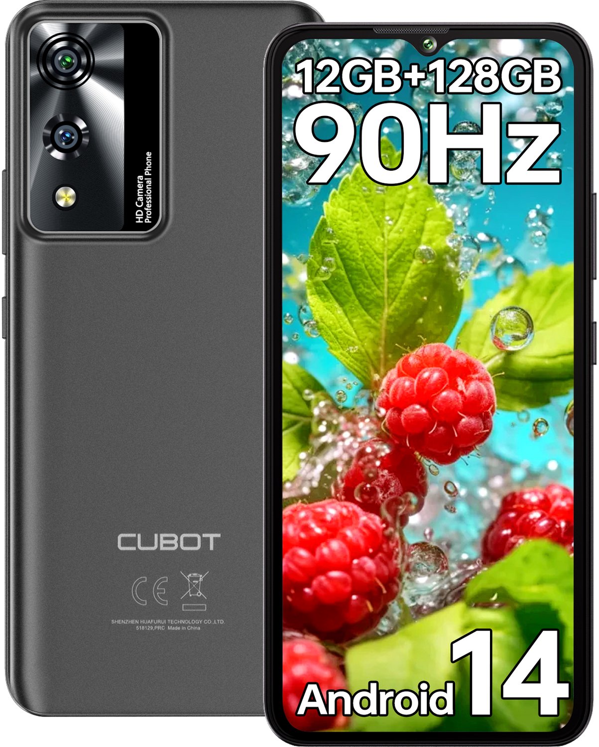 CUBOT A10 4G Smartphone 12GB RAM-128GB ROM-6,56 inch 90Hz HD-48MP camera-5100mAh batterij, Android 14
