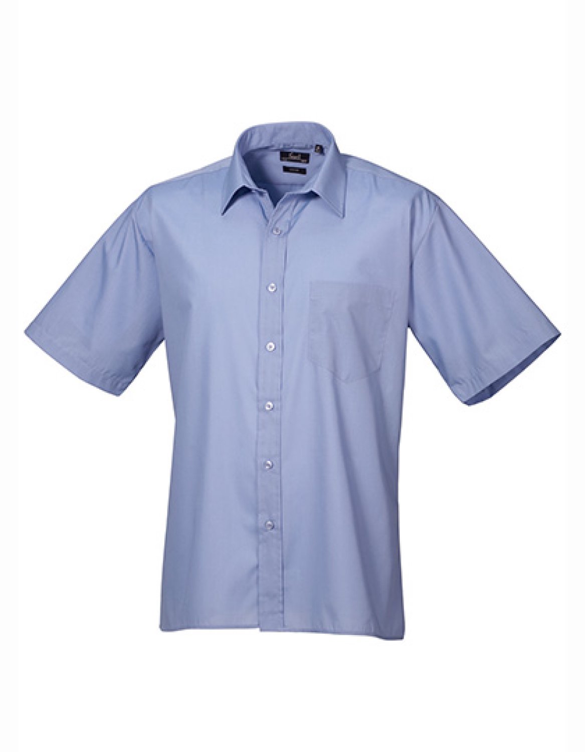 Premier Workwear - Men´s Poplin Short Sleeve Shirt - Mid Blue (ca. Pantone 2718C) - 42 (16H)