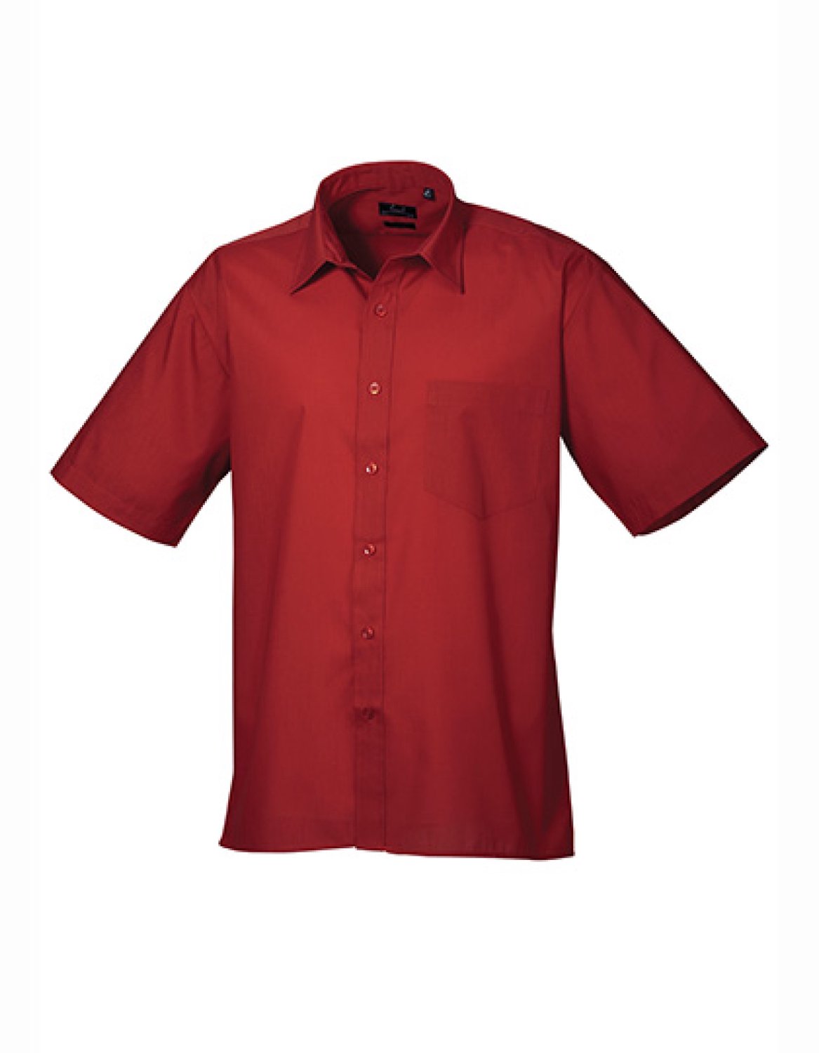 Premier Workwear - Men´s Poplin Short Sleeve Shirt - Burgundy - 46 (XXL/18)