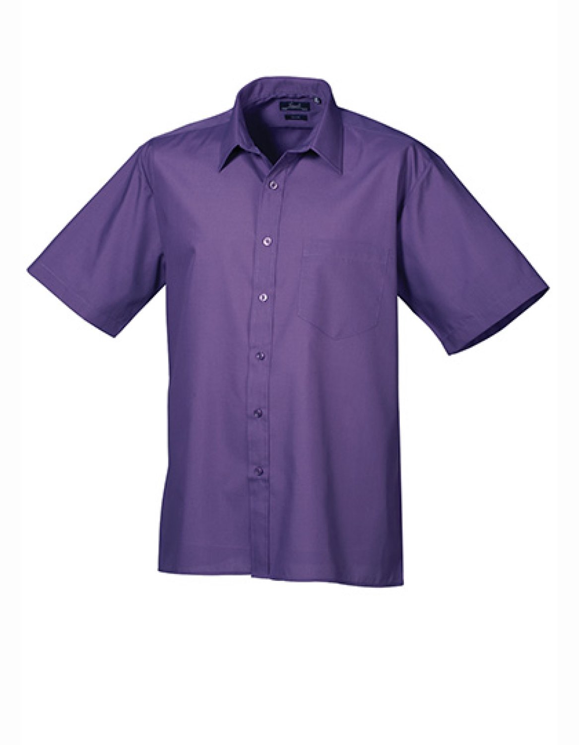 Premier Workwear - Men´s Poplin Short Sleeve Shirt - Purple - 46 (XXL/18)