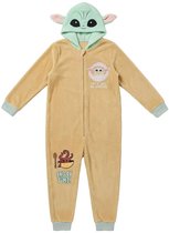 Star Wars The Mandalorian Grogu Onesie Kinderen - Jumpsuit - Huispak - Pyjama - Beige met Capuchon en Oortjes - Maat 134/140