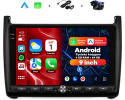 Boscer 2 Din Autoradio - Geschikt voor Volkswagen Polo (2011-2016) - Draadloos Apple CarPlay & Android Auto - Vernieuwd Bedieningspaneel - 9 Inch HD Touchscreen - WiFi, Bluetooth & USB - Achteruitrijcamera & Microfoon
