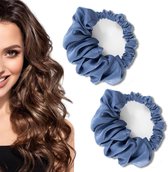 Heatless Curls - 2 Stuks - Krullen zonder hitte - Krulspelden - Haarrollers - Rollers - Hair curler - Hittevrije Krulhoofdband - Haarband - Haarkruller - Haarelastiekjes - Blauw