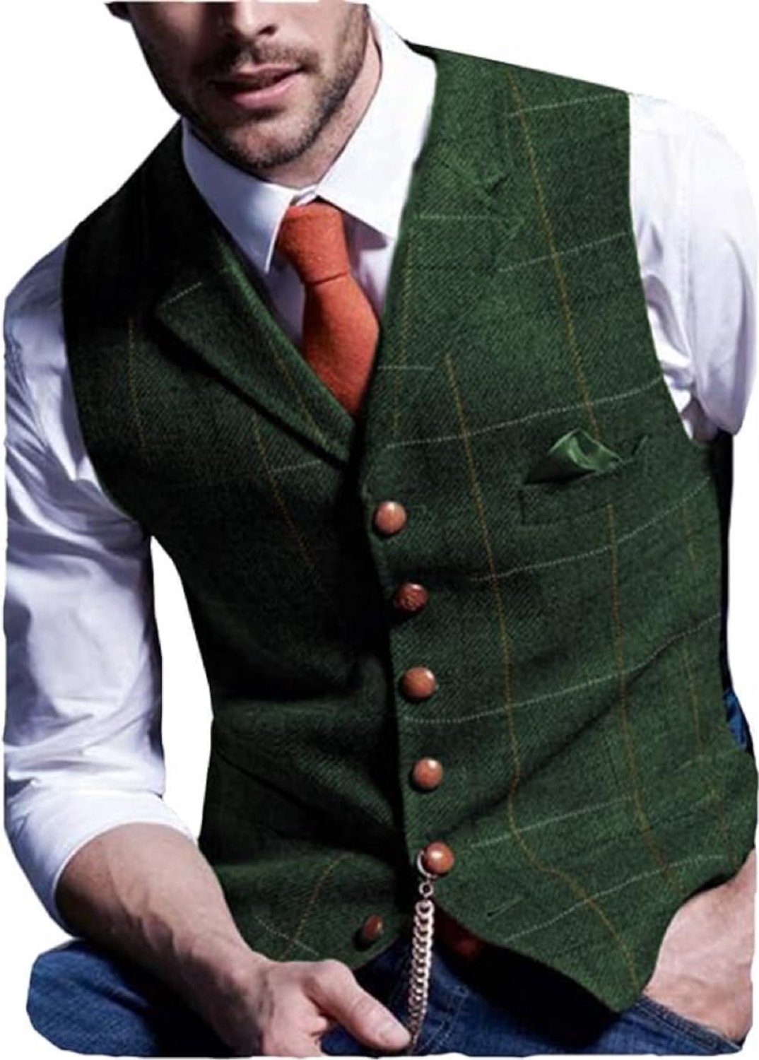 Weste, slim fit, geruit, wol, tweed