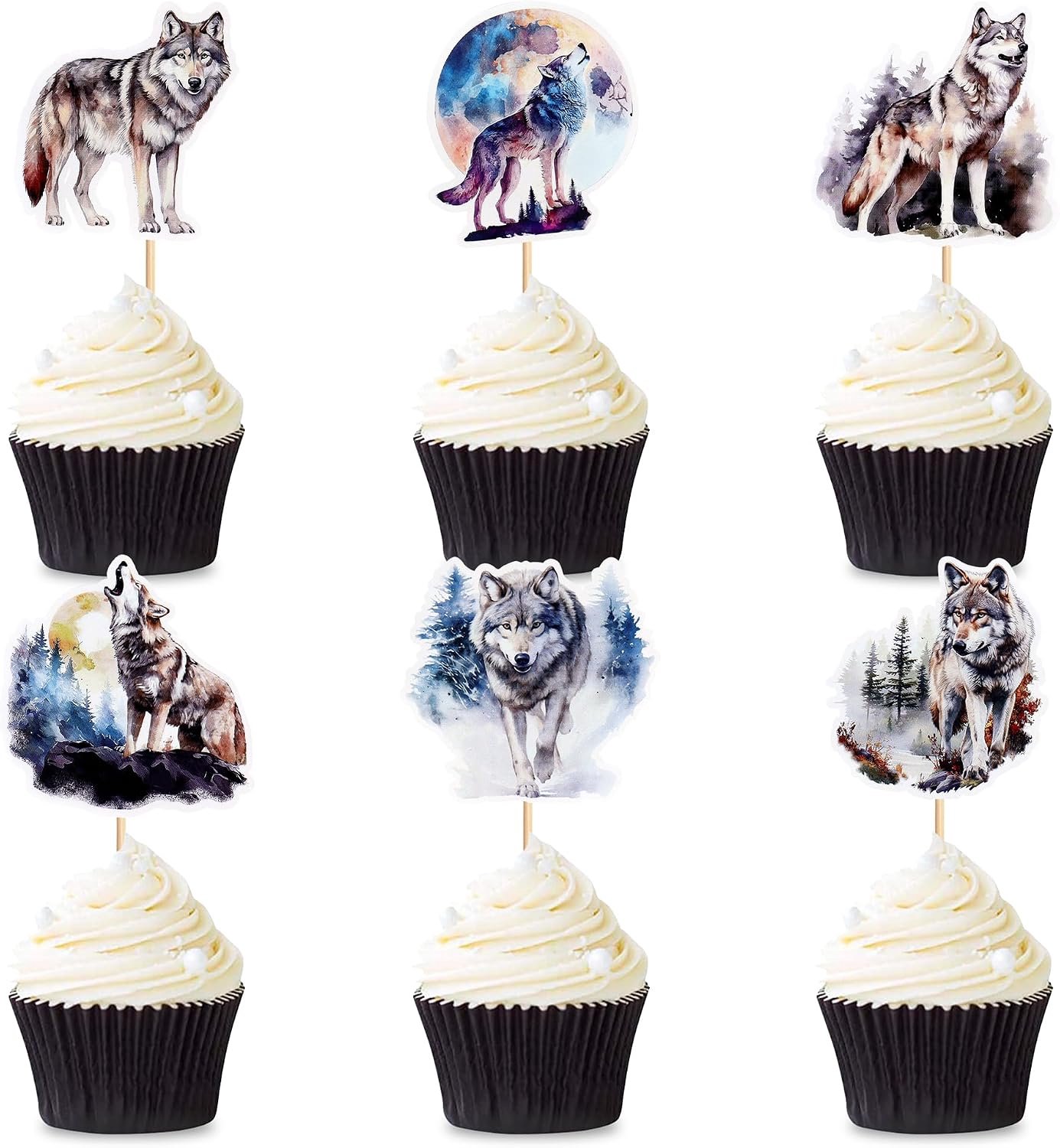 24 Wolf Cupcake Toppers Dieren Decoratie