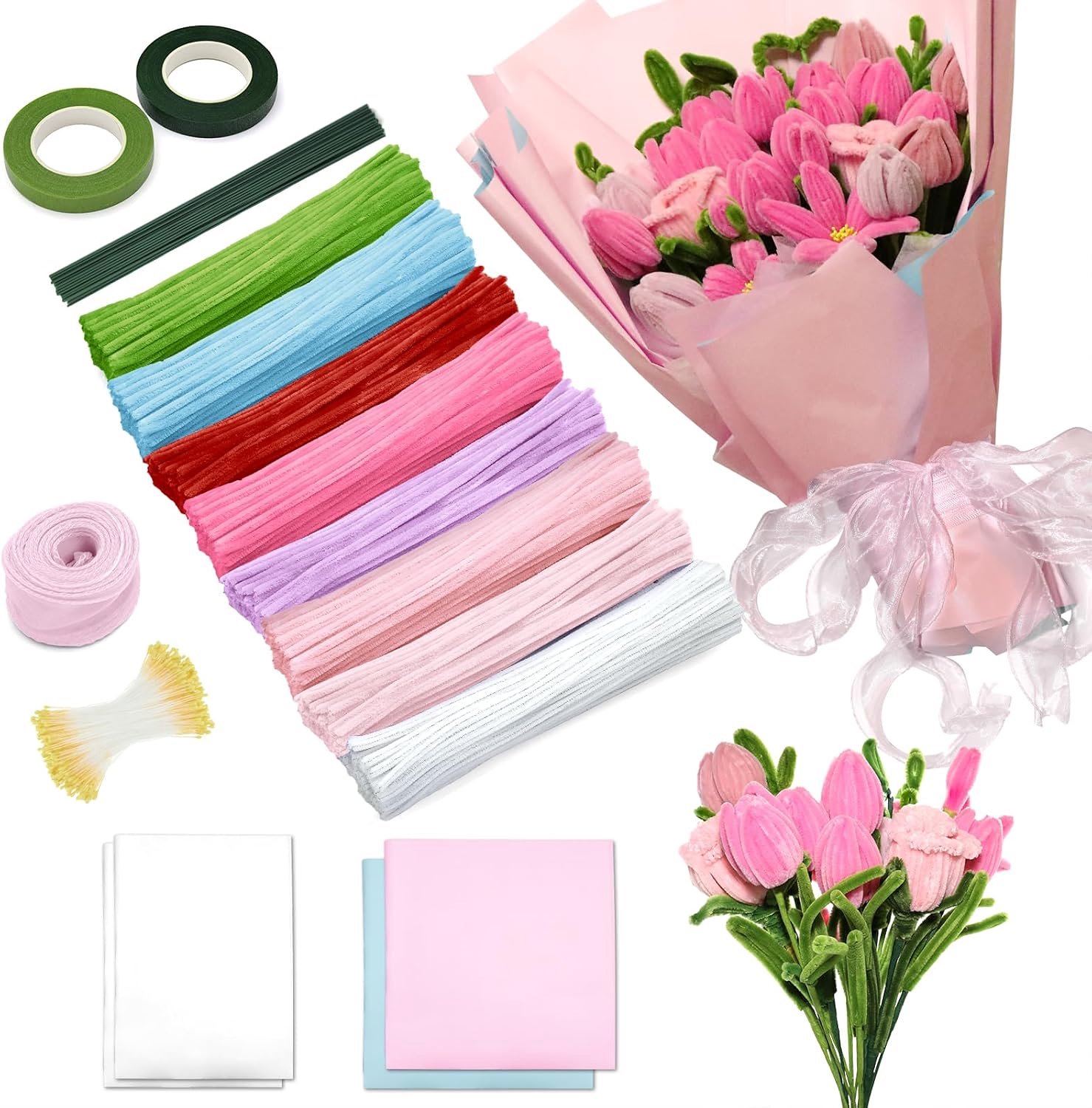 Set met 500 pijpenreinigers, 8 kleuren