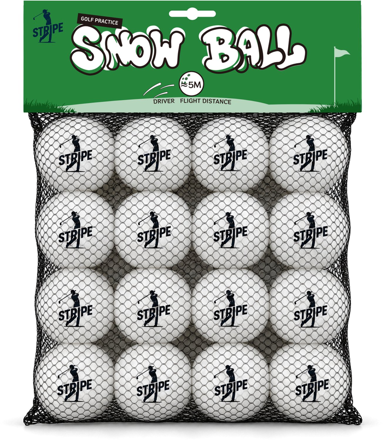 Stripe Snow Ball golf oefenballen - Zacht en geluidsarm - 16 stuks