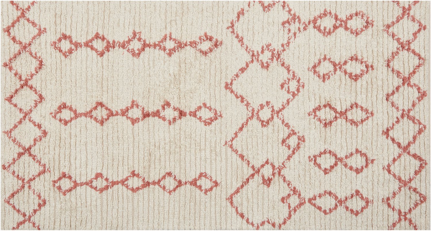Beliani BUXAR - Laagpolig vloerkleed - Beige - 80 x 150 cm - Katoen