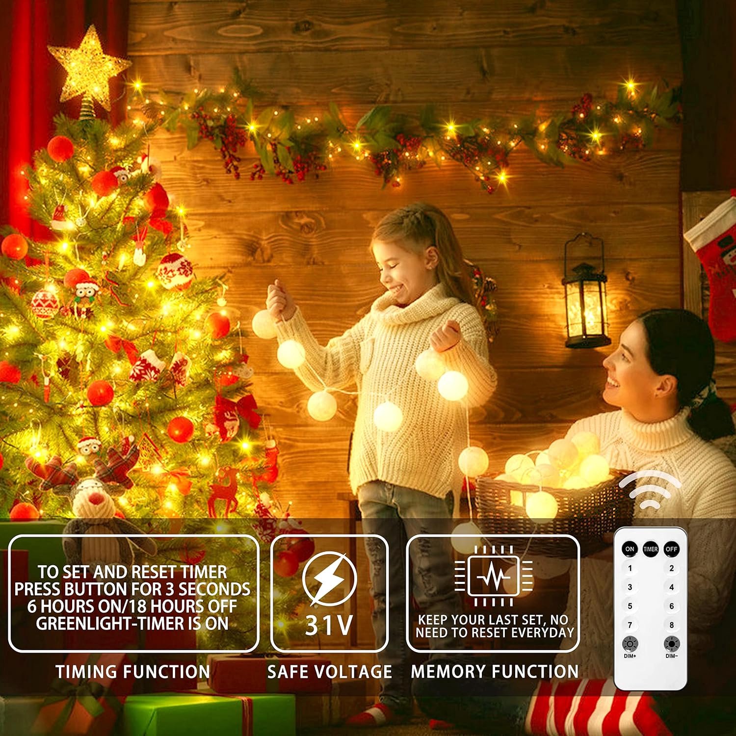 Kerstboom Kerstverlichting Ring - Kerstboomverlichting - Lichtslinger - Kerstversiering - Ring verlichting voor Kerstboom -Lichtsnoer - Kerstboom Lampjes Slinger - 400 LED Kerstlampjes - 8 Lichtmodi - IP44 Waterdicht - Warm Wit Licht - Kerstdecoratie – foto 2