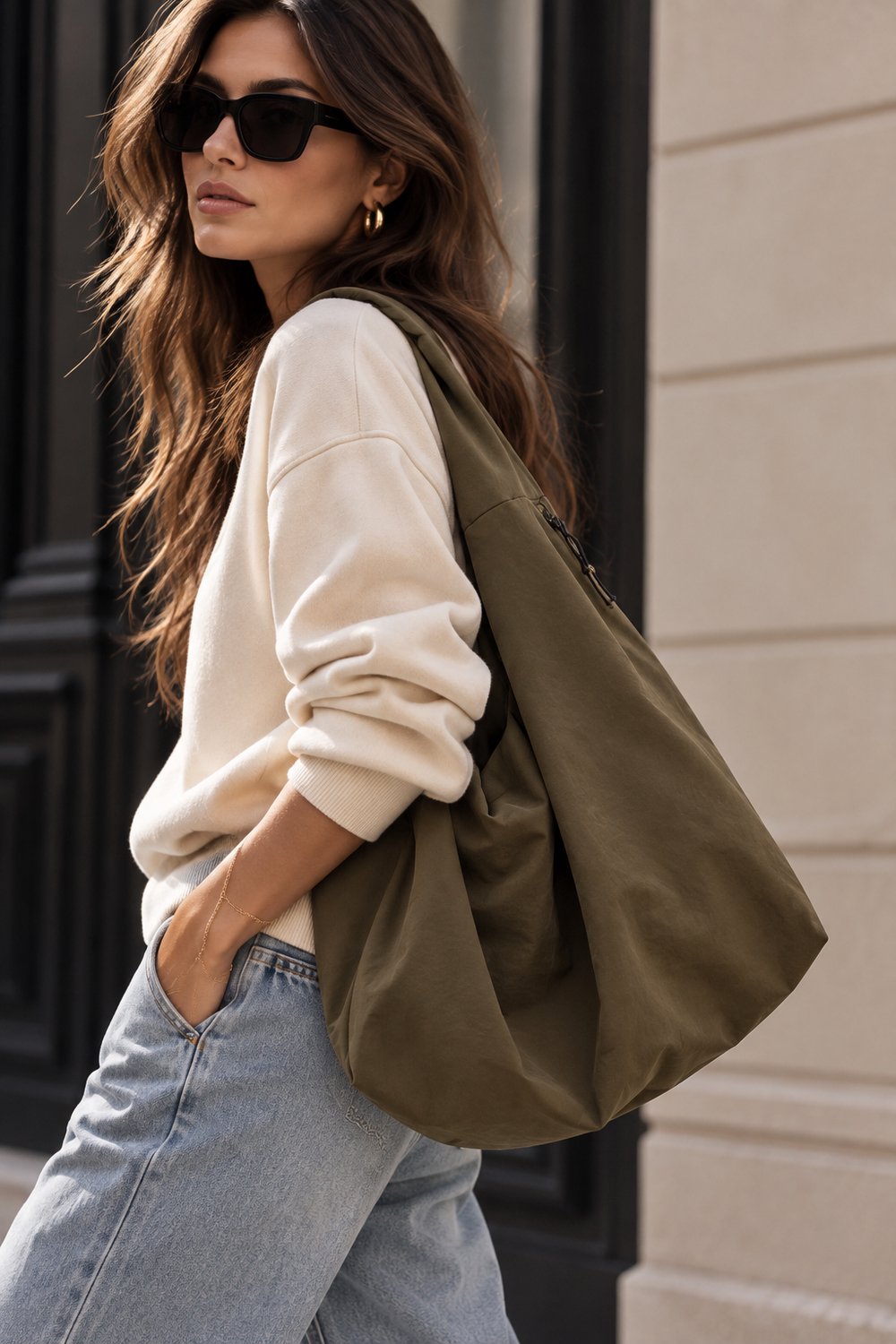 Schoudertas - groene tas - groene schoudertas - tas met meerdere zakken - bowling tas - schoudertas met franjes - bag - sholder bag - handbag - handtas - tas - vanity tas - buideltas - statement tas - shoulderbag - hobo tas - shopper met studs