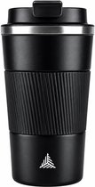 The Verge Thermos Cup - Tasse à café à Go - Mug de voyage pour Café et Thee - Tasse à thé - 380 ml - Acier inoxydable - Zwart - Cadeau homme femme