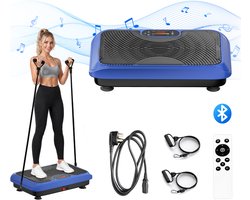 PULSE360 Trilplaat- Trilplaat fitness - Inclusief weerstandsbanden - 5 trainingsprogramma's - 99 snelheidniveaus - Met bluetooth muziek Vetverbrandingsapparaat met bewegingsgevoelige start-/stopfunctie Thuis Fitness -Blauw