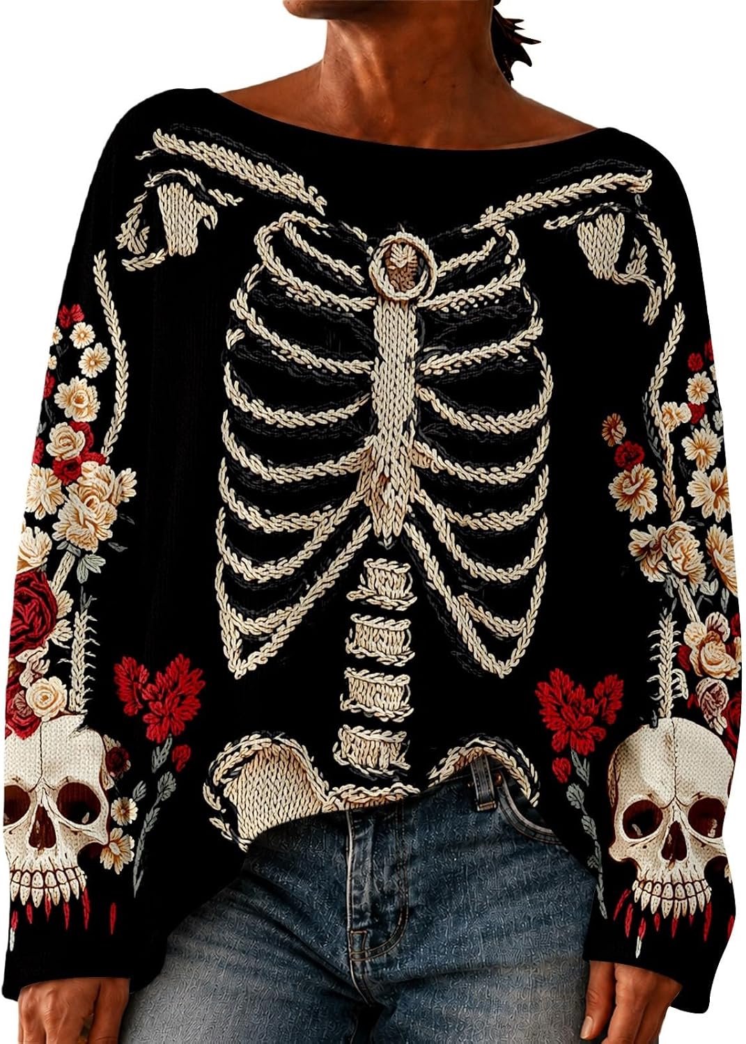 Trui met skeletprint