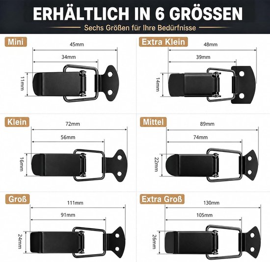 4-delige sluitingen voor kisten, 34 mm — afbeelding 2
