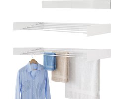 Lacardia Wanddroogrek Inklapbaar 100 cm - Wasrek Hangend - Wit - Wandgemonteerd Droogrek met 5 Meter Drooglengte