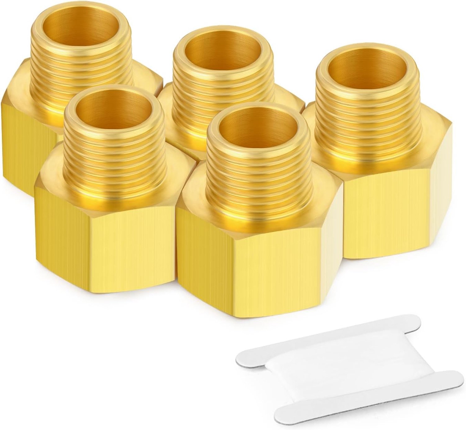 Messing verloopstuk adapter 1/2 Inch x 3/8 Inch - Reduceeradapter - Max 1MPA - Ideaal voor buizenverbindingen - 5 stuks - m-winkel