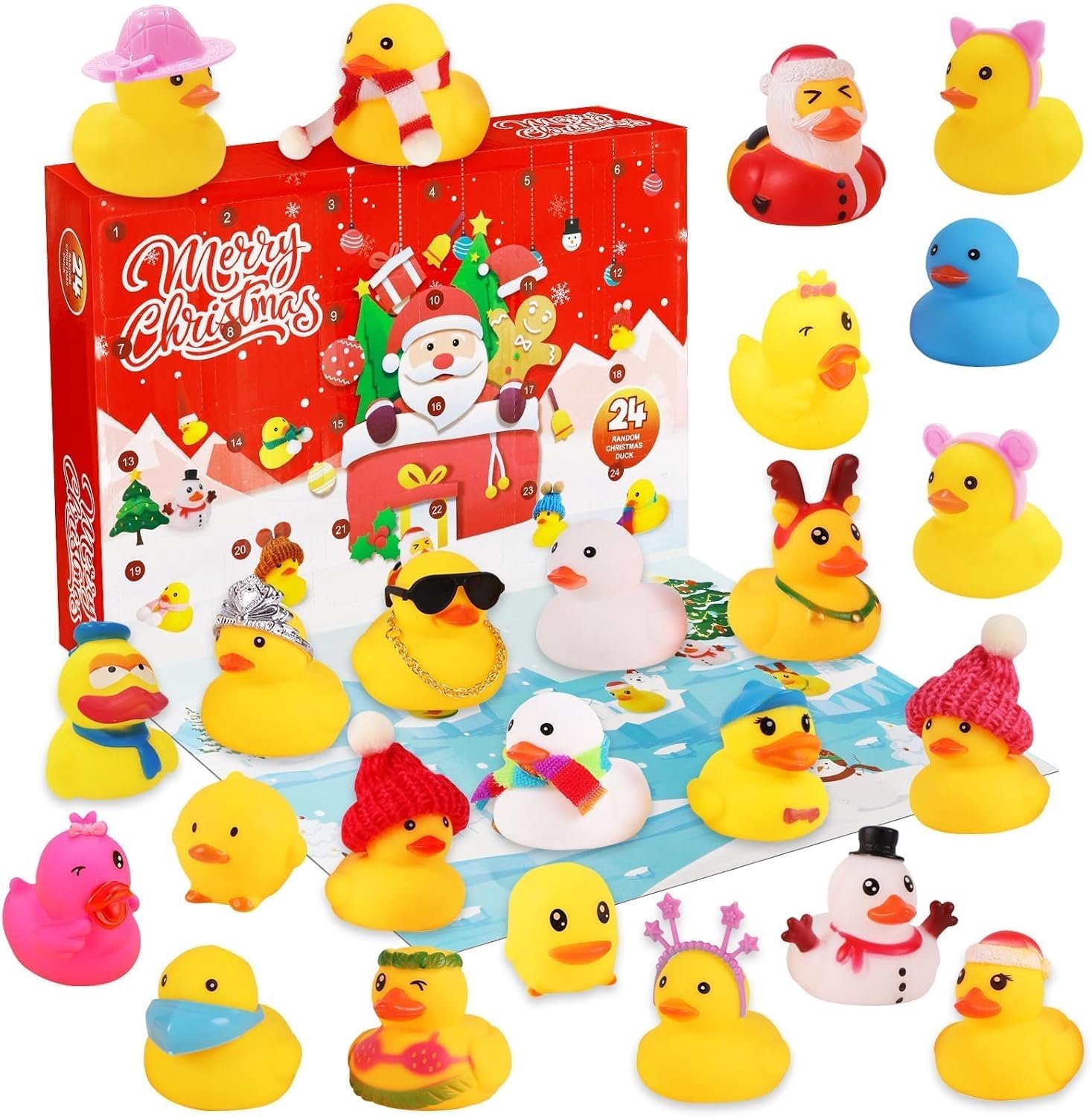 Adventskalender eenden 2026 - adventskalender 2026 kinderen - kleine gele eendenset - adventskalender kuitsche eenden - kleine gele eend - kerstcadeau voor kinderen