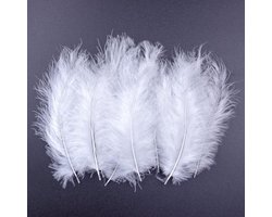 Pluizige veren 4-6 inch - Witte kalkoenveren - Natuurlijke decoratie - Perfect voor dromenvangers en ambachten - 200 stuks - Vemera