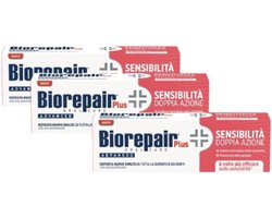 Biorepair Plus Advanced Sensitive Teeth Tandpasta - 3 x 75 ml - Voordeelverpakking