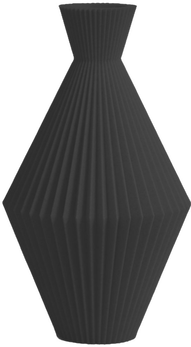 Layvo Arden Vaas - Zwart - 20 cm - droogbloemen vaas - geometrische vaas - gerecycled plastic