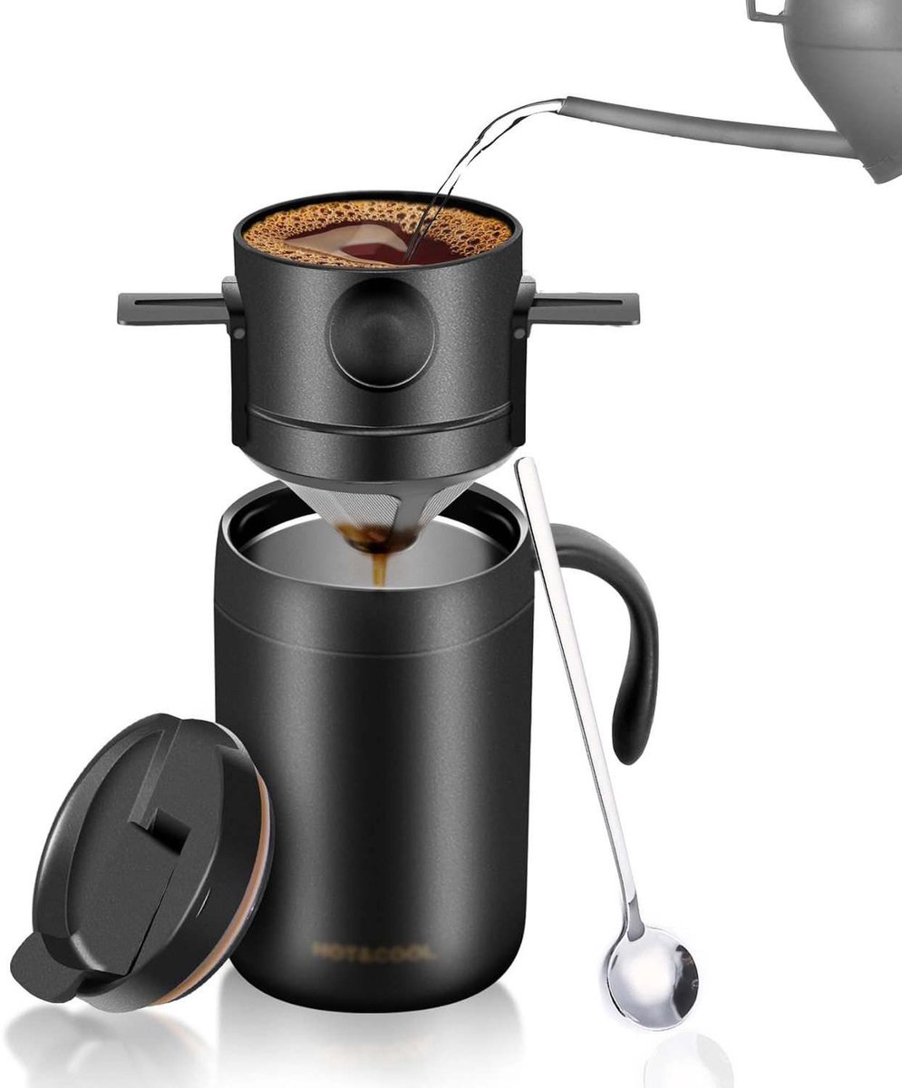Draagbare filterkoffieset – Een draagbare koffieset (473 ml), perfect voor op reis, kamperen, kantoorwerk en backpacken.