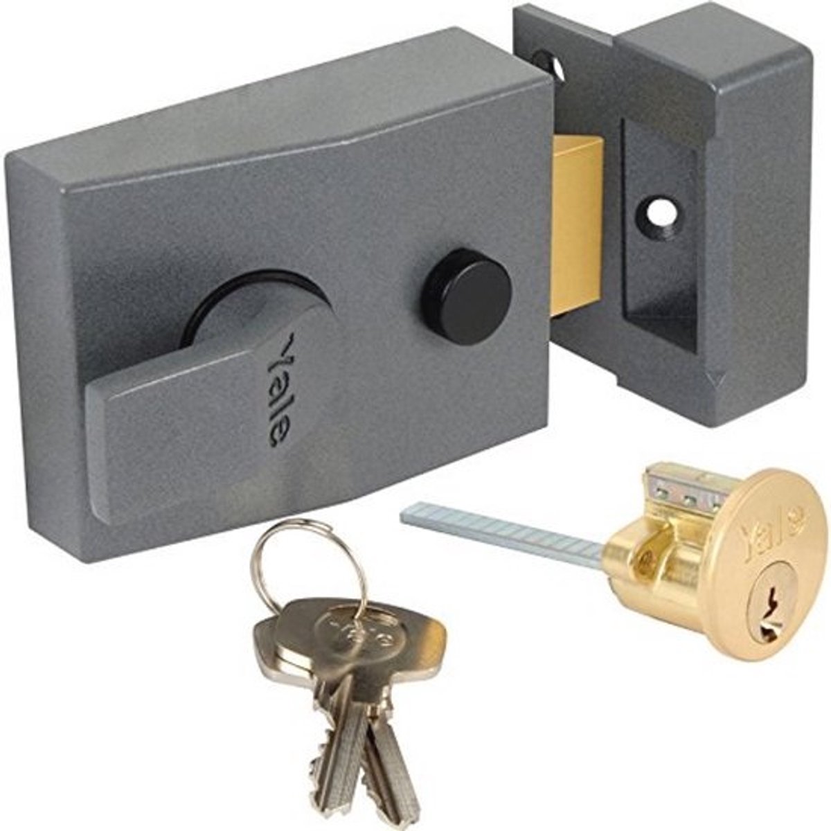 Deadlocking Nightlatch Automatic Deadlock Dark Metallic Finish/Brass Cylinder - High Security Outdoor Lock - Front Door Latch — cadeau in Cadeau-ideeën - foto 3