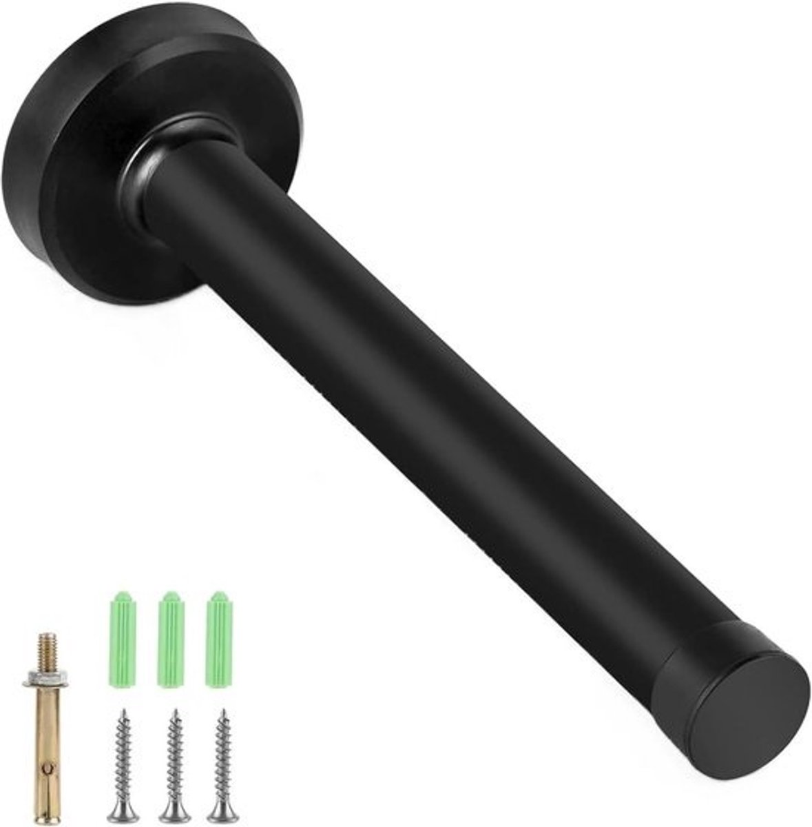 Deurstopper RVS zwart - Muurbevestiging - Stootbuffer met rubber