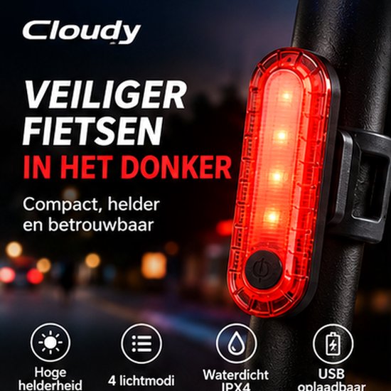 Fietsverlichting - Fietslampen achter - Fietslicht - Achterlampen - Waterbestendig - 30 lumen - Rood — afbeelding 3