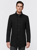 ALLTHEMEN Heren Wollen Winterjas met Opstaande Kraag - Kort Gevoerd Winterjack - XL