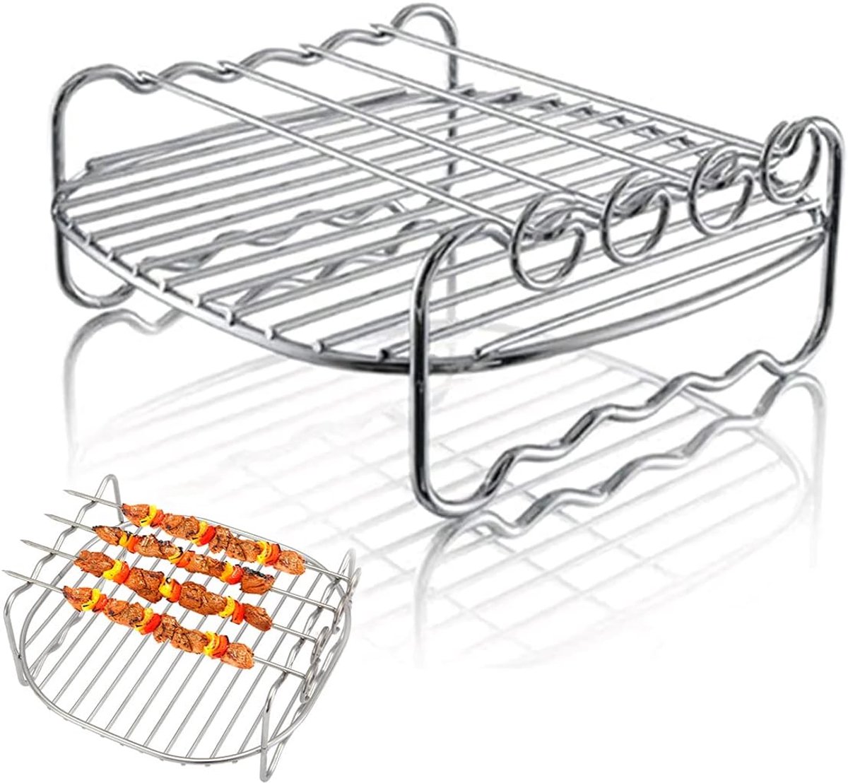 Skewer Rack voor Airfryer - Dubbellaags Roestvrij Staal Accessoire