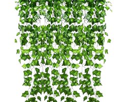 12 Rattani Ivy Striscianti - Waterdichte en UV-bestendige Kunstplanten voor Binnen en Buiten, Perfect voor Bruiloften en Tuin Decoraties met Realistische Bladeren