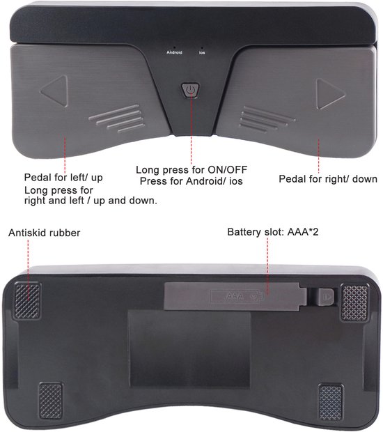 Bluetooth Page Turner Pedaal Draadloos Voetpedaal Muziek Page Turner Voor Tablets Smartphones Compatibel Met Android Ios-Systeem — afbeelding 3