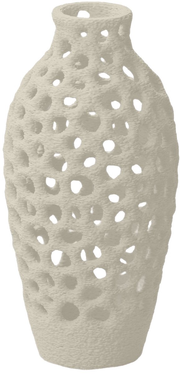 Layvo Ulani Vaas - Crème - 20 cm - droogbloemen vaas - organische vaas - gerecycled plastic