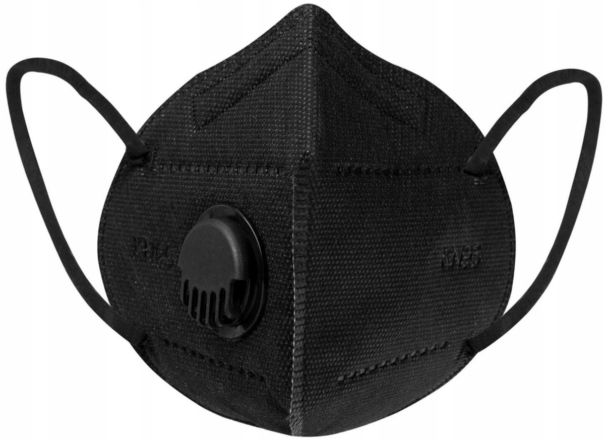 Zwarte KN95 FFP2 Masker met Ventiel - Ademhalingsbescherming