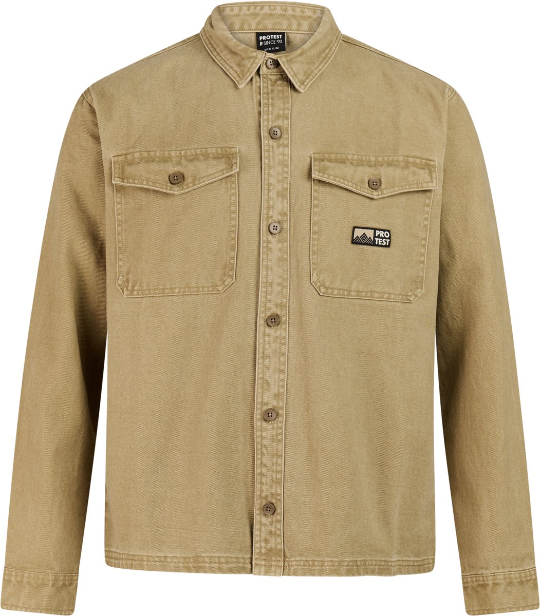 Protest PRTAdored Shirt Heren Overshirt Outdoor Knopen Beige
