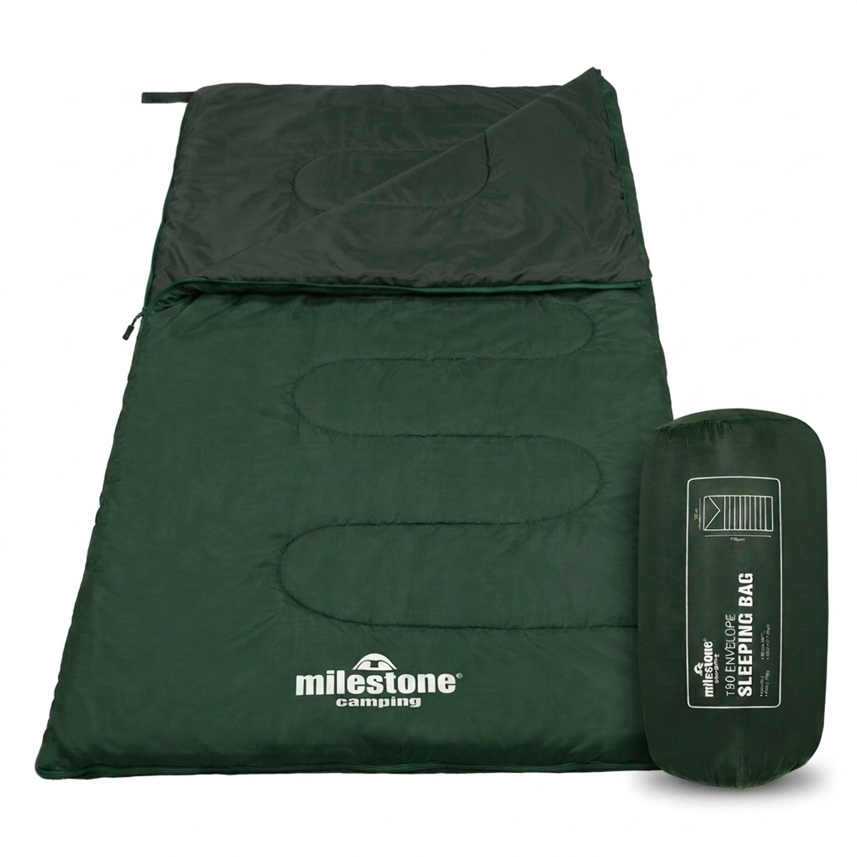 Milestone Camping Dekenmodel Slaapzak 170 x 75 cm - 2 Seizoenen - Lichtgewicht met Draagtas