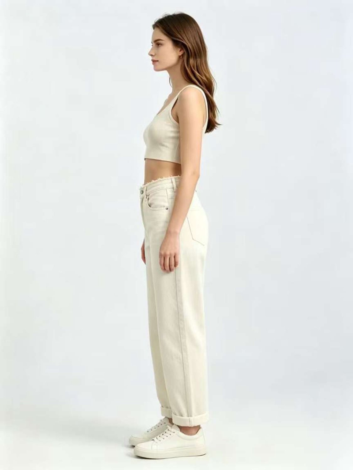Toxik3 jeans - Mom fit broek beige hoge taille dames L