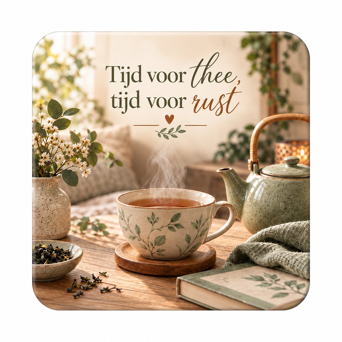 Thee MDF onderzetter 10 x 10 cm – Sfeervolle onderzetter